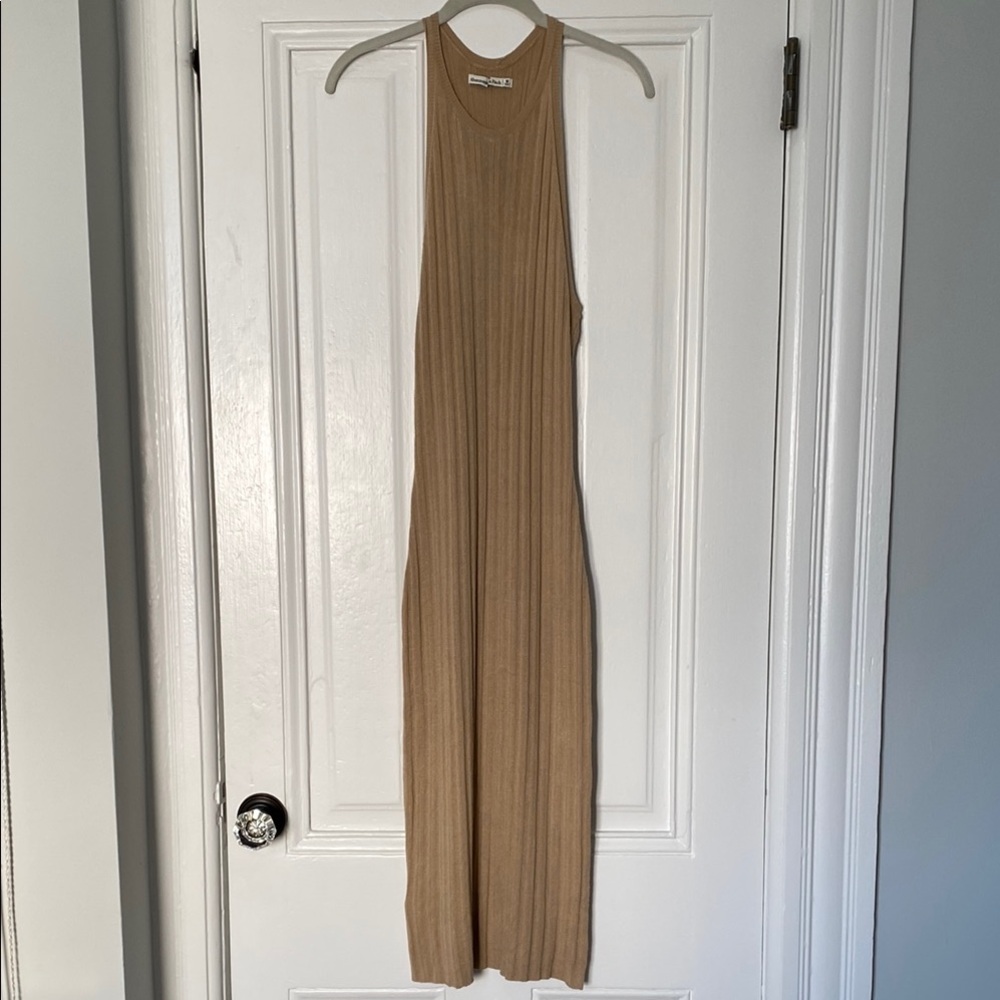 Tan Midi-length Halter Dress